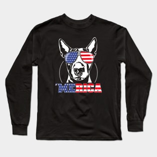 Proud Bull Terrier American Flag Merica dog Long Sleeve T-Shirt